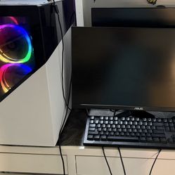 CyberPower Pc White/Black , Asus Gaming 165hz Monitor, Cyberpower Keyboard