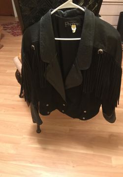 Leather and suede fringe jacket