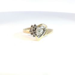 Ladies 1/4ctw Diamond Heart 14k Yellow Gold Cocktail Ring Size 7 11056430