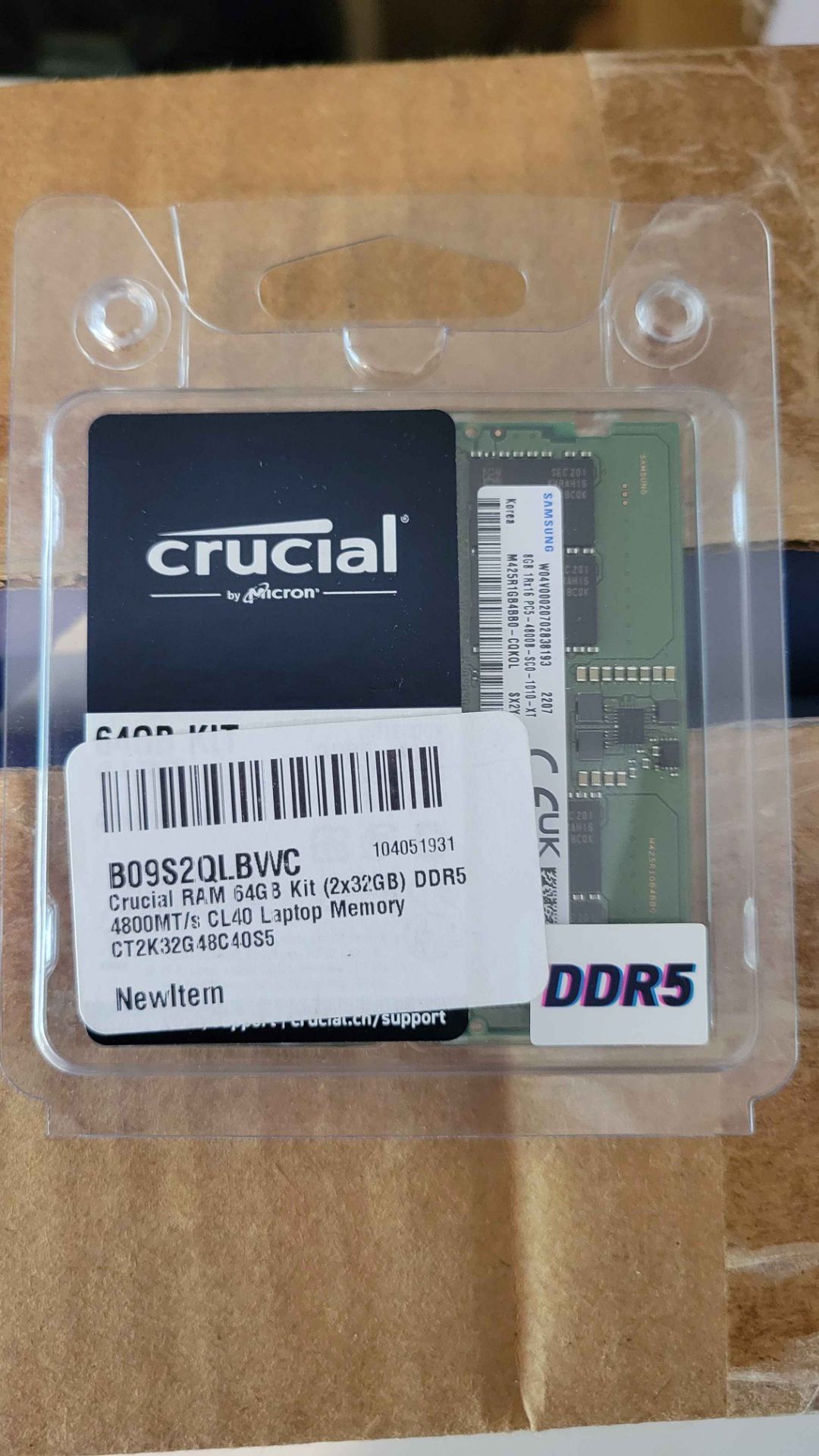 Crucial 64GB Kit (2x32GB) DDR5 4800MT/s CL40 Laptop Memory