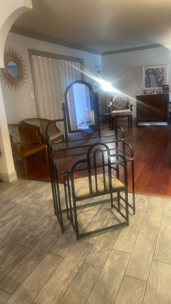 Ladies metal and glass vanity