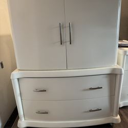 Solid Wood White Armoire 