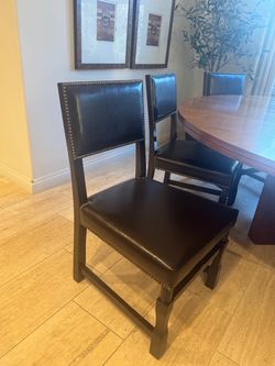 Set of 8 Faux Leather Dining Chairs with Nailhead Trim