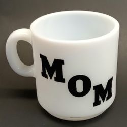 Vtg Glasbake Milk Glass MOM Mug Iconic White You're The Greatest Poem "C" Handle