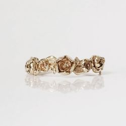 14k Yellow Gold Peony Ring (size 6.5) 
