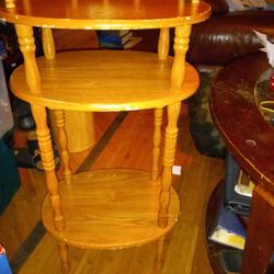 1970s American Classic Solid Wood Three Tier Accent Table