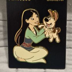 Disney Princess Mulan with her Sidekick Little Brother Enamel Metal Pin