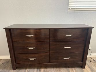 Dark Espresso Wood Dresser + 2 Matching Nightstands (Bedroom Set)