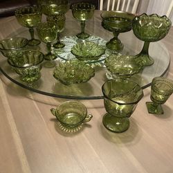 Vintage Green Glass Collection $200