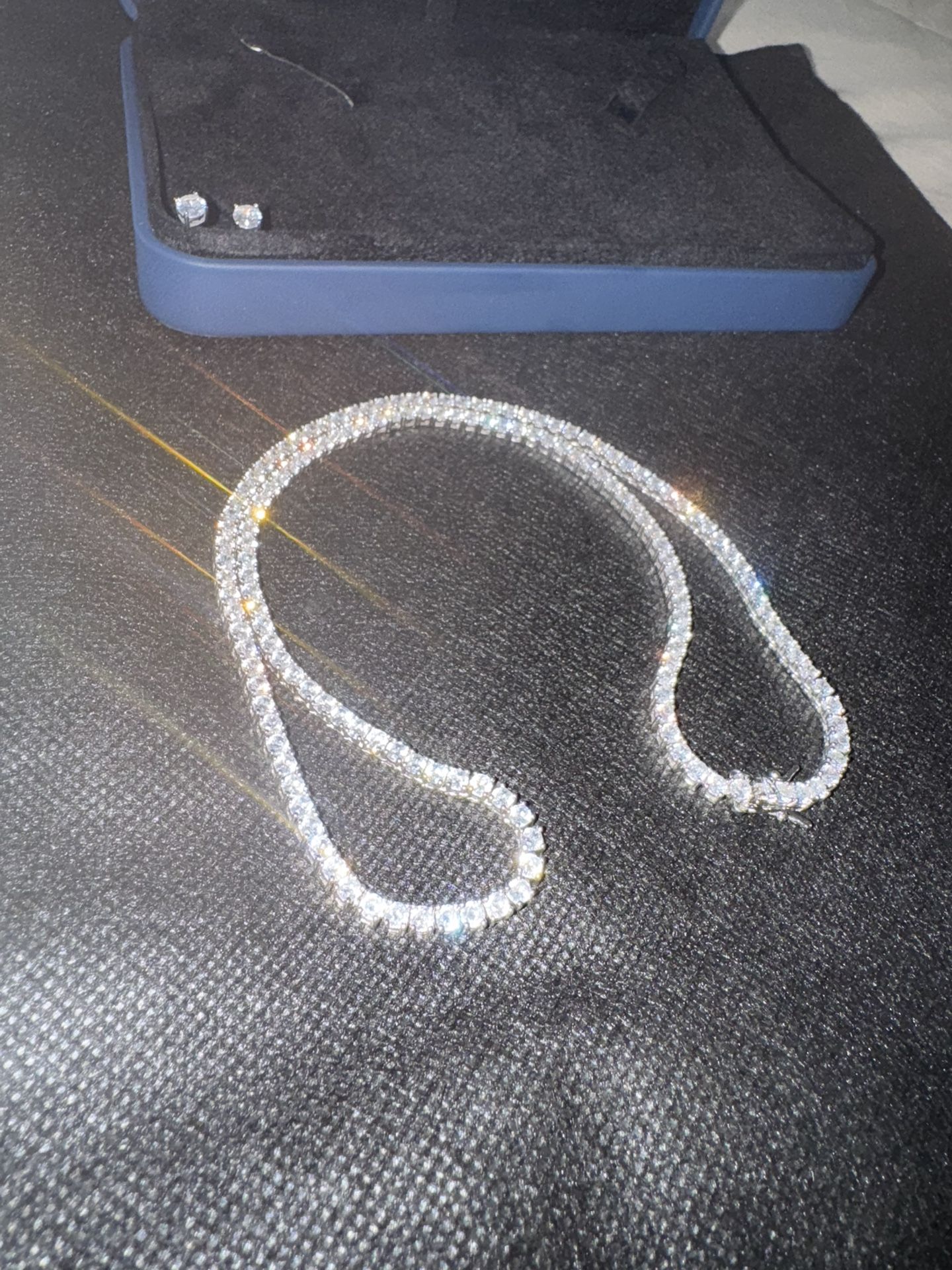 Diamond Tennis Chain W Earrings
