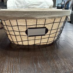 Metal Basket With Canvas Lining