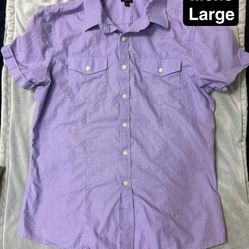 Mens Large Slim Fit Button Down Short Sleeve Shirt 