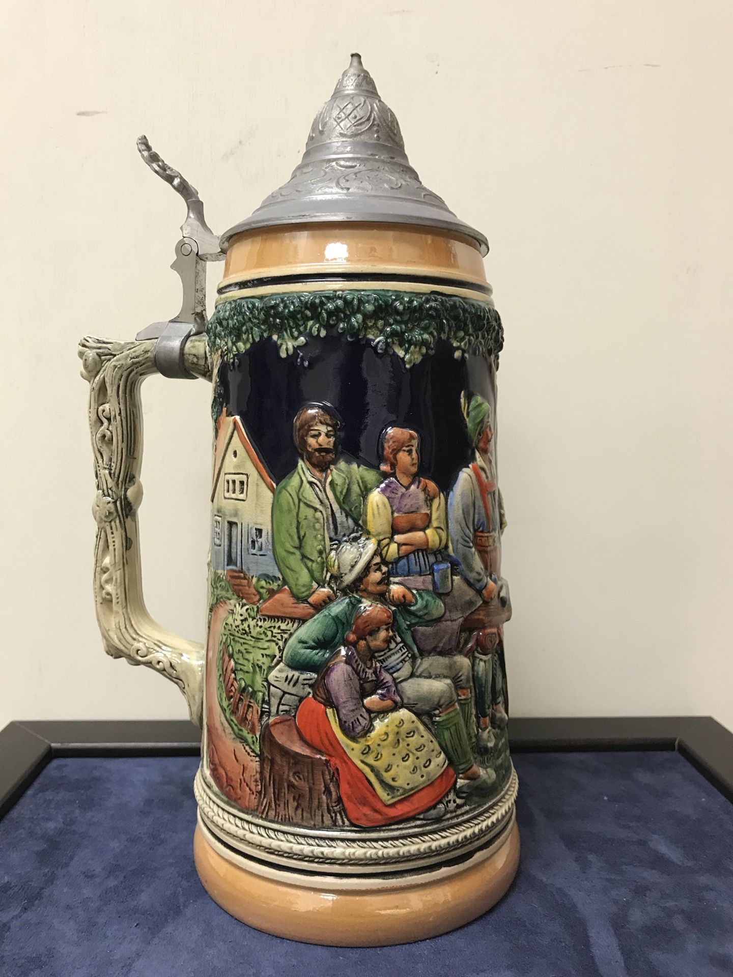 Vintage German Beer Stein with Pewter Lid 'Tanz auf der Alm 1807 ‘