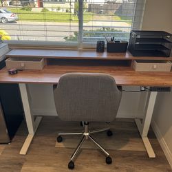 Electric Desk + Chair + Office supplies