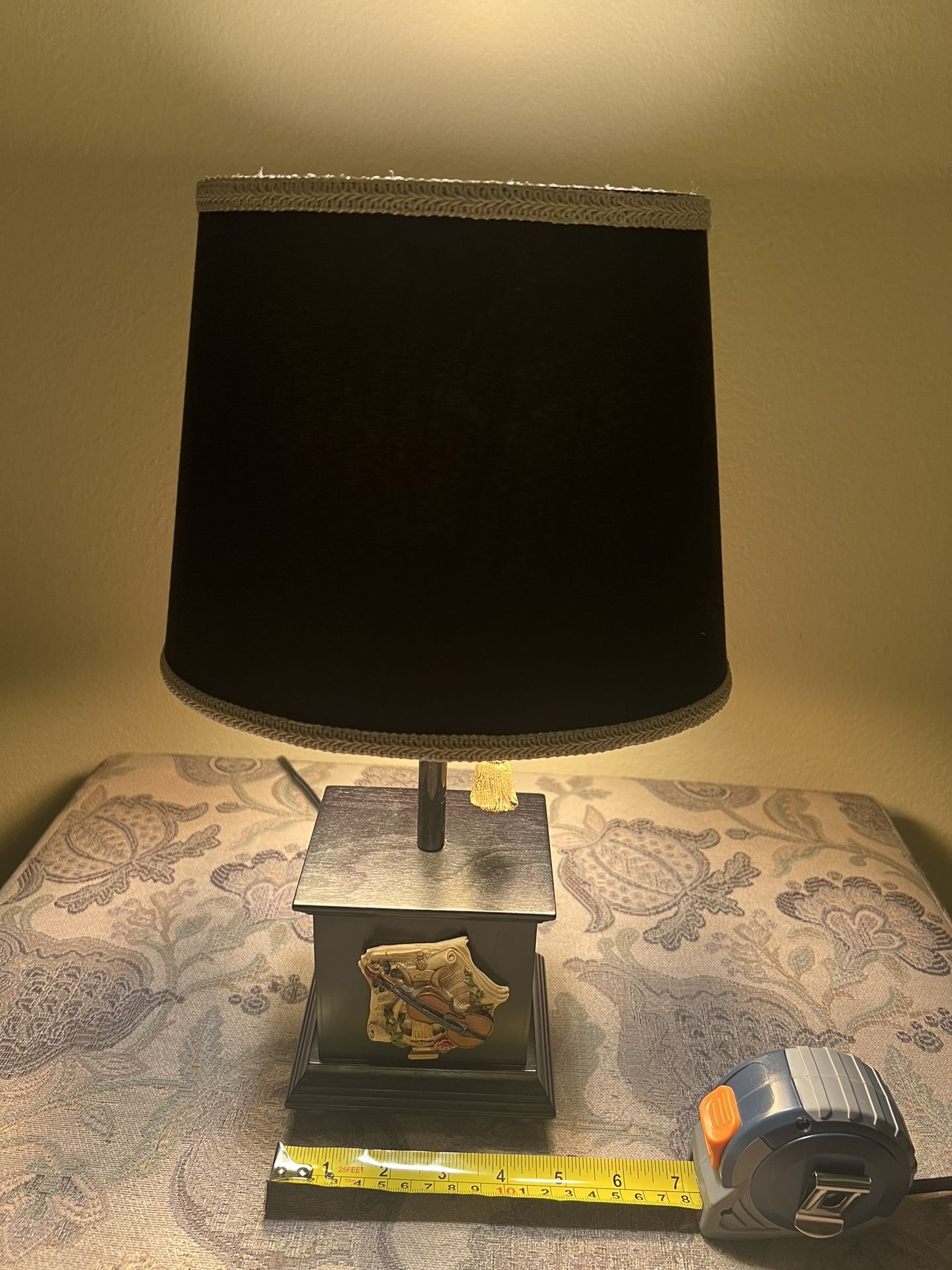 Black Table Lamp Music Motif 15” H