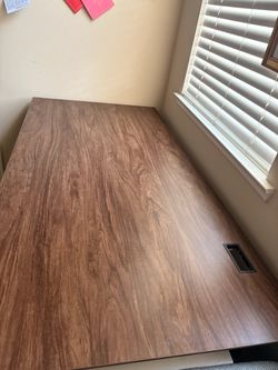 Wood Grain Desk with Cable Management Grommet