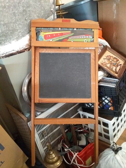 Antique Easel Chalkboard With Scroll