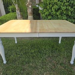 Refinished Solid Wood Dining Table with Leaf – Farmhouse Style (No VOC)