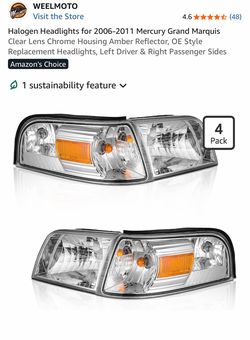 Halogen Headlights for 2006-2011 Mercury Grand Marquis