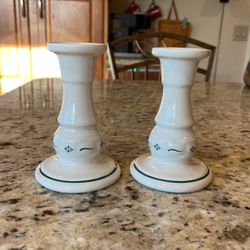 Longaberger Green Candlesticks 