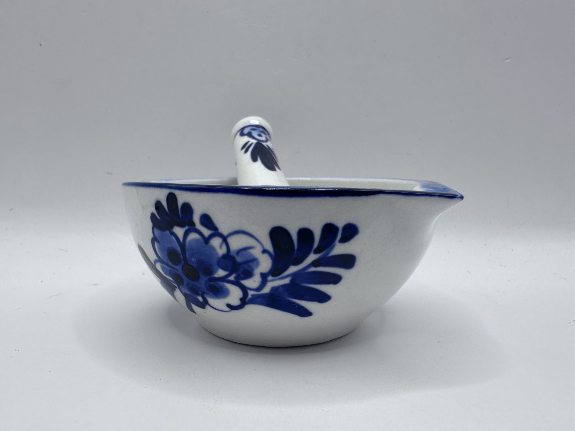 Mini Delft Style Mortar and Pestle Blue and White 3” Vintage