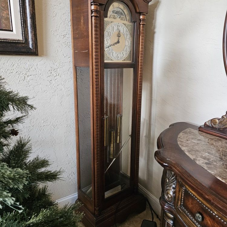 Grandfather Clock  And Glass Shelves