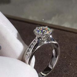 Romantic Waddling Engagement 18k White Gold Plated With 925 Sterling Silver Diamond Ring Size 8