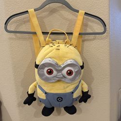MINIONS Yellow Blue Character Plush Backpack 8”x11”