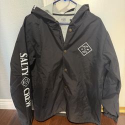 Salty Crew "Tippet Decoy" Snap Front Jacket (Black) Hooded Windbreaker