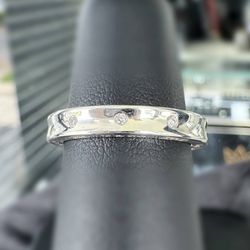 Tiffany & Co. Authentic MINT 1837 925 Silver 3 Diamond Circle Round Stacking Ring Band sz6