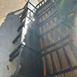 6 Rustic Wooden Hand Carved Ladderback Chairs