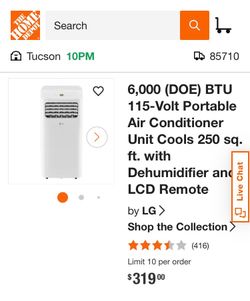 LG portable AC with remote