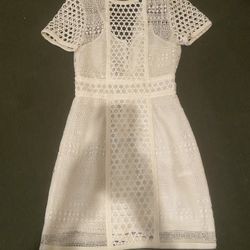 White Lattice Like Cocktail Dress 