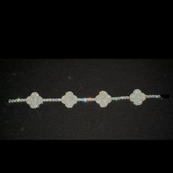 Iced Out Moissanite Clover Bracelet ( 7 Inch )