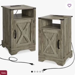 Bradford Farmhouse Nightstands With Outlets (set Of 2)