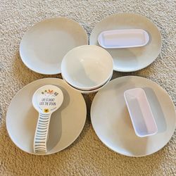 Porcelain Plates/ Bowls And Spoon And Butter Holder