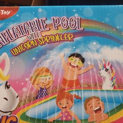 Inflatable Pool with Unicorn Sprinkler/ Splash Pad for Kids iBase Toy
