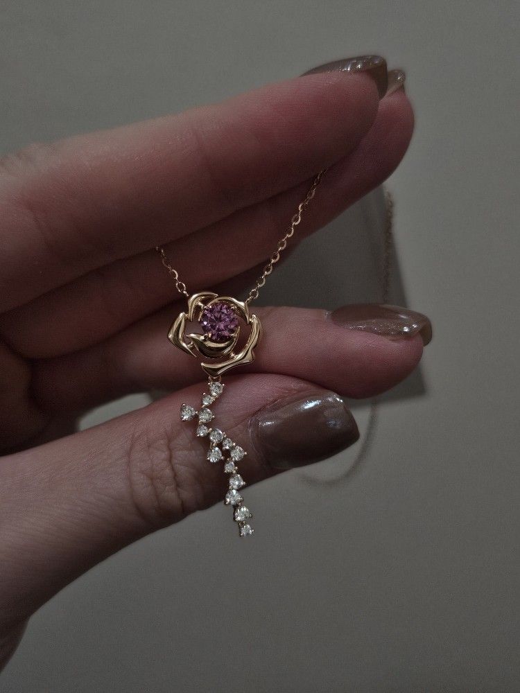 Certified Pink Moissanite Solid Silver 18k Rose Gold 