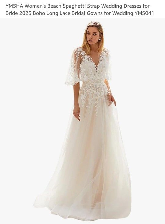 Plus Size Long Lace Wedding Dress - Size 24