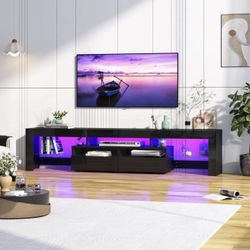 Modern High Gloss Black 80.7in TV Stand
