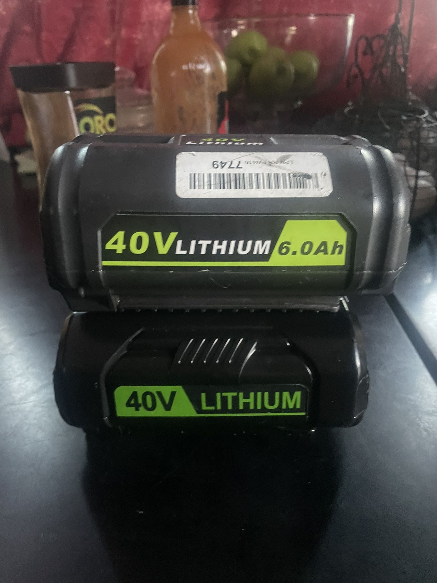 RYOBI BATTERY 40 VOLTS 6.0Ah BRAND NEW. $50 EACH.
