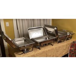 4 Pack Chafing Dish Buffet Set 10 Quart Stainless Steel Complete Chafer Set . Metal Handles
