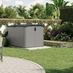 Suncast Glide top 5 ft. x 7 ft. Plastic Resin Storage Shed with Floor (32 sq. ft.) in Dove (Gray)