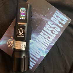 Poseidon Wireless Tattoo Gun + 14 Pcs Ink + Needles + Stencil Papers 