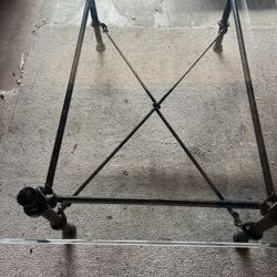 Glass Coffee Table, Iron Base $20