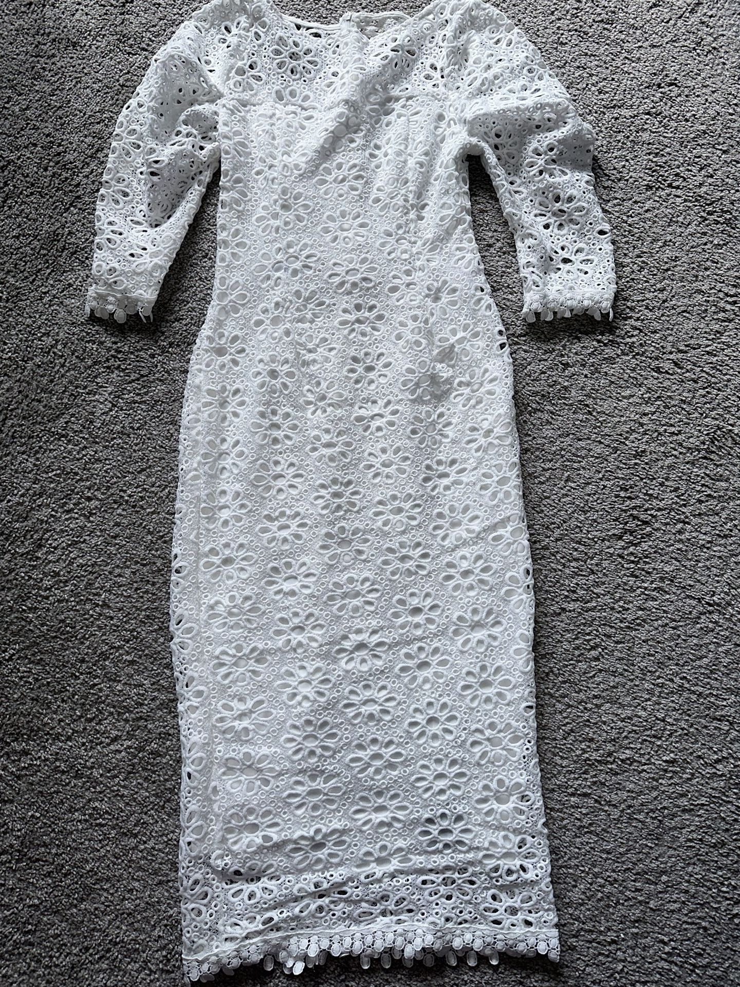 Brand New Long White Polyester Dress - Size S, M