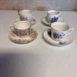 4 Bone China Cup & Saucer Sets