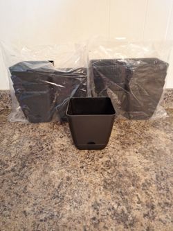 16 - Square Indoor Outdoor Planter Pot Black 6"x6" - New