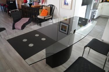 Dining Table- Italian glass with built-in expanding leaf