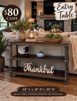 🌿 Beautiful Rustic Farmhouse Entry Table – $80 Cash!